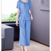 Women's Cotton Sleep Set - T-Shirt & Trousers Breathable Pajama Soft Feel