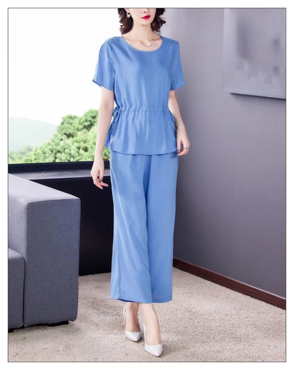 Women's Cotton Sleep Set - T-Shirt & Trousers Breathable Pajama Soft Feel
