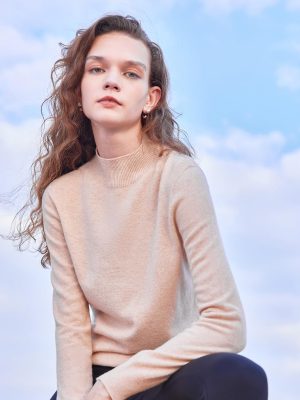 Women's Seamless 100% Wool Sweater, Long Sleeve Crewneck Sweater 2024 Fall Winter Pullover for Women