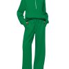 Women's 2 Piece Outfits Lounge Set 2025 Oversized Half Zip Sweatshirt Wide Leg Sweatpant Set Sweatsuit Tracksuit