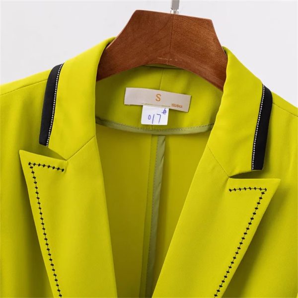 61ljGR1UosL.jpg Women Spring Summer Temperament Half Sleeve Business Slim Blazer and Pants Office Ladies Work Wear Suits