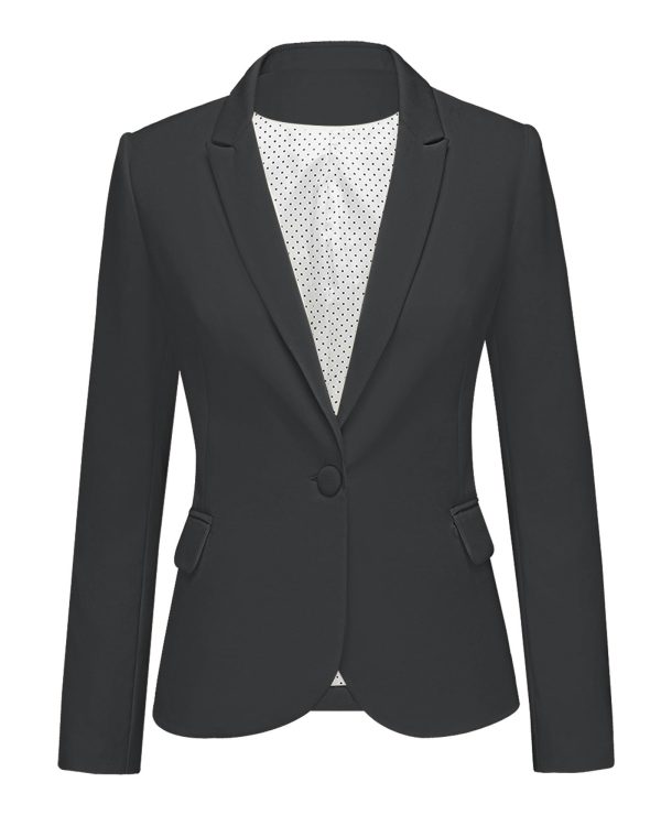 Womens Notched Lapel Pockets Button Work Office Blazer Jacket Suit