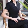 Women Summer Business Pant Suit Formal Slim Short Sleeve V Neck Blazer and Trousers Office Ladies Work Wear Uniform
