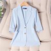 61nRa2SBm4L.jpg Women Spring Summer Wear Half Sleeve Jacket Office Single Breasted Thin Suit Blazer