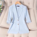 61nRa2SBm4L-768x768 Women's Spring Summer Half Sleeve Office Coat Top All Match Stylish Jacket Blue Blazer