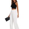 Women Suit Pants Wide Leg Pants High Elastic Waisted in The Back Business Work Trousers Long Straight