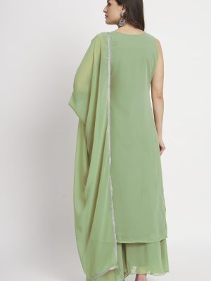 Women's Georgette Chikankari Embroidery Kurta set with Dupatta