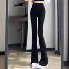 Women Solid Color Suit Pants Summer Female High Waisted Mop Pants Lady Flared Pants