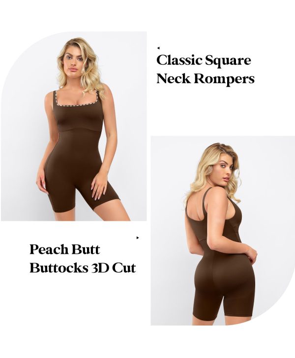 Shapewear Jumpsuits for Women Built In Shapewear Workout Shorts Rompers Tummy Control Bodysuit Yoga Outfits 2024