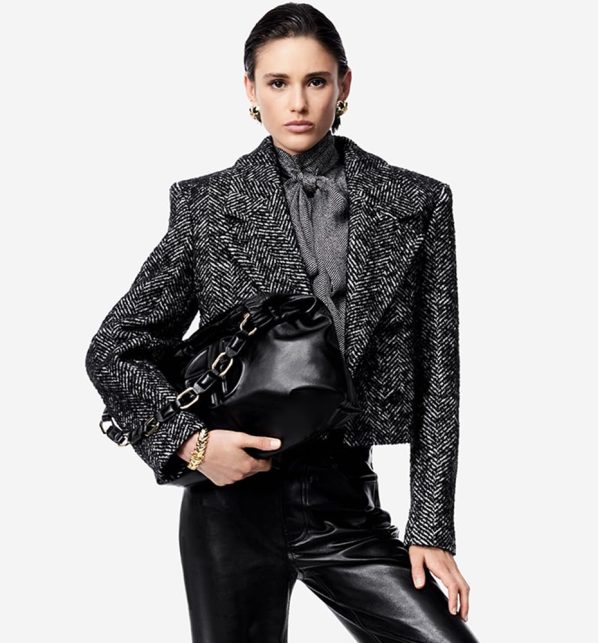 Women's 2-Piece Suit Wide Herringbone Notch Lapel Double Breasted Buttons Jacket Leather Pants Work Meeting