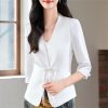Women Satin Silk Suit Coat Half Sleeve Solid Single Button Blazer Elegant Office Outerweara Jacket