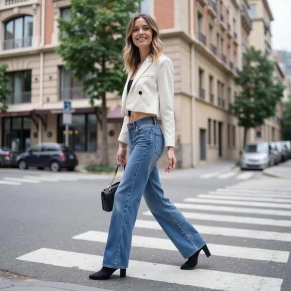 Womens Cropped Blazer Business Casual Lightweight Long Sleeve Suit Jacket Work Office Blazer for Women