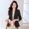 Women Clothes Button Coats Overwea Hot Black Pink Solid Slim Jacket