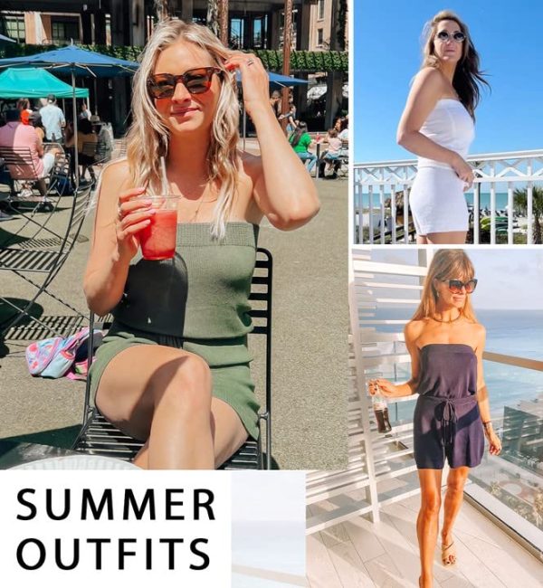 Womens Summer Jumpsuits Casual Loose Sleeveless Off Shoulder Elastic Waist Romper Loungewear Two Piece Outfits