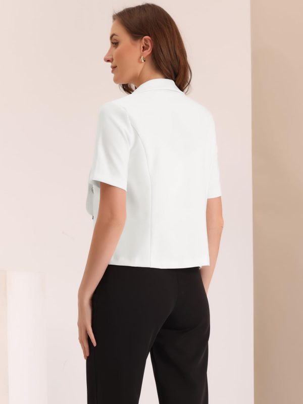 Casual Shawl Collar Open Front Cardigan for Women's Short Sleeve Work Office Suit Blazer