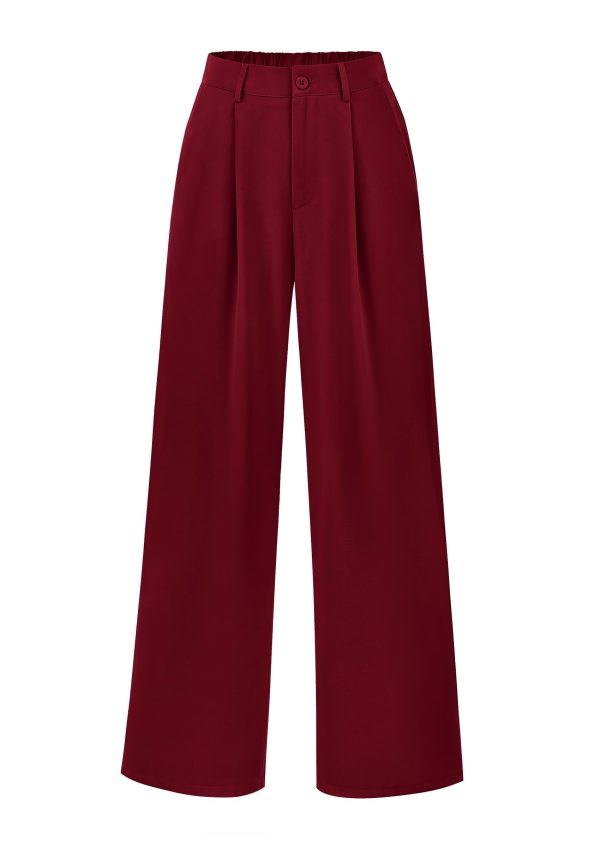 Women's Wide Leg Suit Pants Loose Fit High Elastic Waisted Business Casual Long Trousers Pant