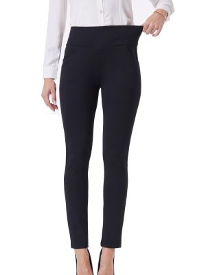 Women's Work Pants Comfy Stretch Skinny Leg Elastic High Waist Pull on Business Casual Dress Pants