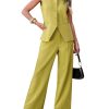 Vest Pants Suits for Women Dressy 2 Piece Business Casual Outfits Sleeveless Blazer Wide Leg Pants Pantsuit Sets