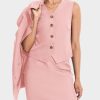 Women's 3 Piece Skirt Sets Business Casual Short Skort Blazer Suit Long Sleeve Jacket Vest Matching Outfits