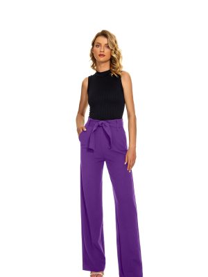Women's Casual High Waisted Wide Leg Dress Pants with Pockets and Belt