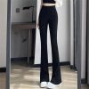 Women Solid Color Suit Pants Summer Female High Waisted Mop Pants Lady Flared Pants