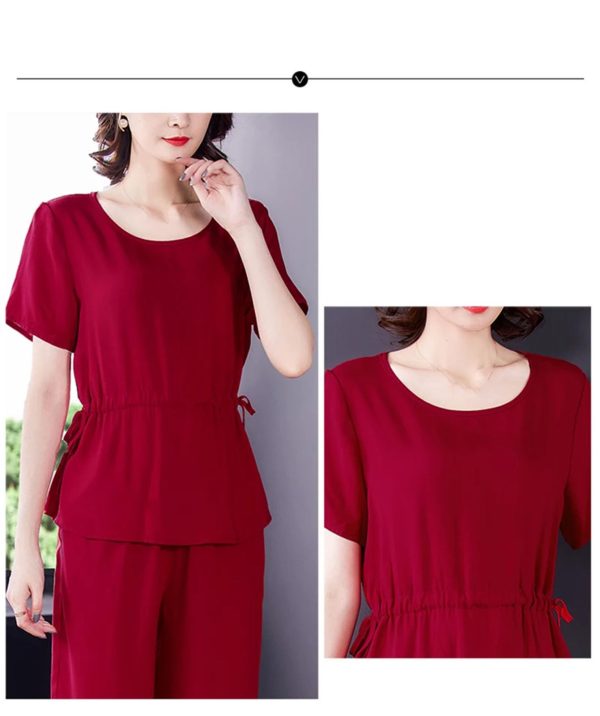 Women's Cotton Sleep Set - T-Shirt & Trousers Breathable Pajama Soft Feel