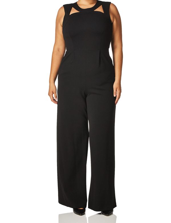 Women's Sleeveless Neckline Cutout Jumpsuit With Pockets