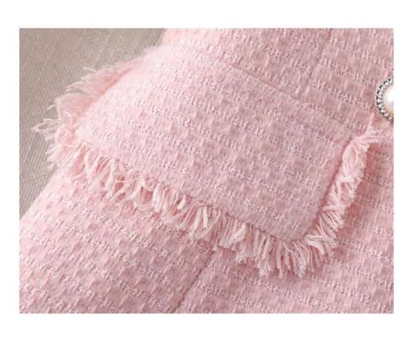 Women's Long Sleeve Suit Jacket Double Breasted Tweed Blue White Blazer Coat Business Casual Work Outerwears