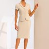 Women's Business Skirt Suit Set Work Office Short Sleeve Blazer Jacket Pencil Skirt
