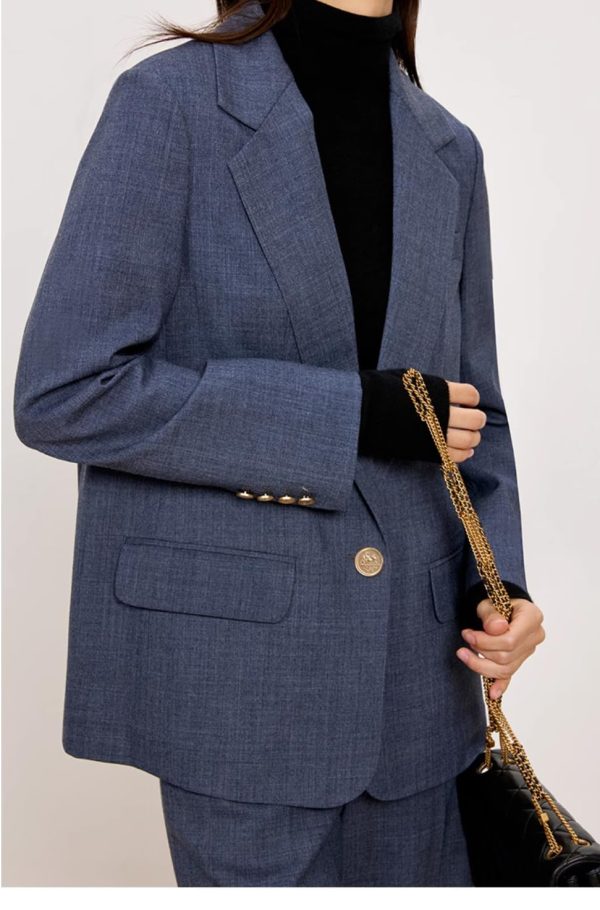 Women's One Button Coat Work Office Suit Jacket Notch Lapel Blazer