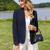 Women's Linen Blazer Lightweight Long Sleeve Shawl Lapel Suit Jacket Coat for Office Work Travel