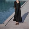 Women's Linen Suit Set - Black Skirt Seven Sleeve Travel Business Ensemble