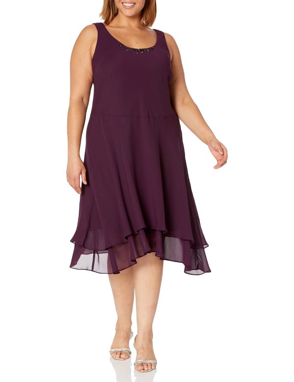 Women's Plus Size Embellished Tiered Mother of The Bride Gown with Jacket, Wedding Guest, Formal Event Dress