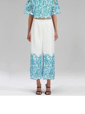 Women's Casual Top Set - Lapel Short Sleeve & Wide Leg Pants