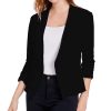 Women's Soft Stretchy Lightweight Cardigan Blazer One Button 3/4 Ruched Sleeve Business Casual Blazer Jackets