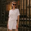 Women's 2 Piece Suit Sets White Acetate Short Sleeve Blazer Jacket and Skirt Shorts Business Casual Outfits