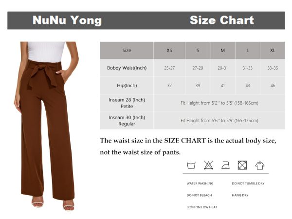Women's Casual High Waisted Wide Leg Dress Pants with Pockets and Belt