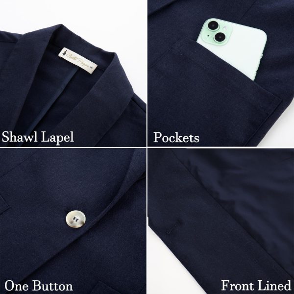 Women's Linen Blazer Lightweight Long Sleeve Shawl Lapel Suit Jacket Coat for Office Work Travel