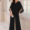 7147PYigsrL.jpg Women's 2 Pieces Sets Elegant Chiffon Sleeve Top Wide Legs Pants Mother of Bride Suits