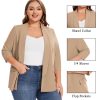 Plus Size Blazers for Women Casual Work Office 3/4 Sleeve Open Front Cardigan Suit Jacket Blazer with Pockets