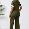 Women's Lounge 2 Peice Outfit Dressy Casual Short Sleeve Flared Slit Wide Leg Pants Set Match Sweatsuit