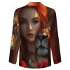 Red Hair Woman Lion Rose Funny Suits Blazer for Men Business Jacket 2 Button Sport Coat Wedding Office