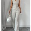 Women's 2 Piece Outfits V Neck Button Down Vest Tops and High Waisted Pants Set Office Work Suit