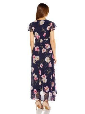 womens Floral Print Metallic Jumpsuit