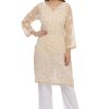 Hand Embroidered Indian Chikankari Georgette Kurti Kurta with Slip for Women A90397