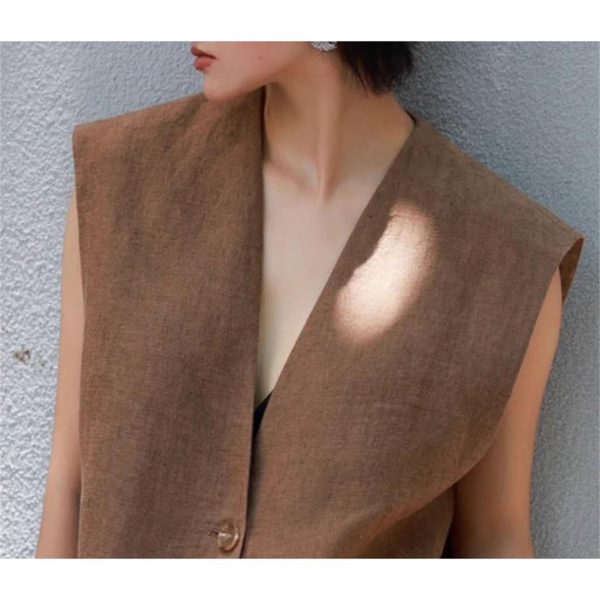 Women's Urban Linen Set - Sleeveless Top & Wide Leg Trousers City Chic Style