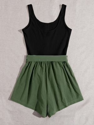 Casual Summer Rompers for Women Sleeveless Vacation Outfits Short Jumpsuit