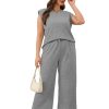 Two Piece Sets for Women Casual Travel Vacation Outfits Summer Wide Leg Crop Pants Lounge Sets