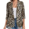 Womens Chiffon Blazer 3/4 Sleeve Shawl Collar Open Front Blazers Casual Work Office Cardigan Suit Jacket