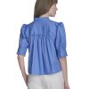 Women's Short Sleeve Ruffle Neck Button Front Shirt